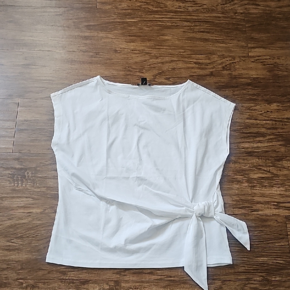 Ann Taylor Factory White Tie-Front Blouse